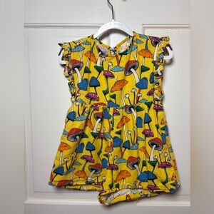 Colorful Mushroom Print Kids Rumper